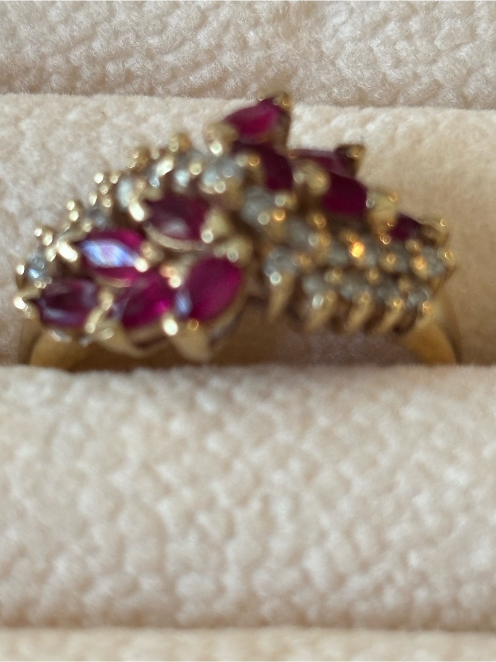 Effy Gold Ring with Fuchsia Marquise Stones and Diamond Accents